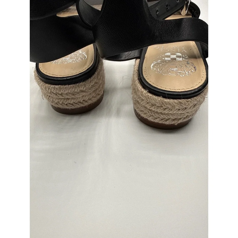 Vince Camuto Kovya Black Woven Leather Espadrille Platform Sandals Womens 8M